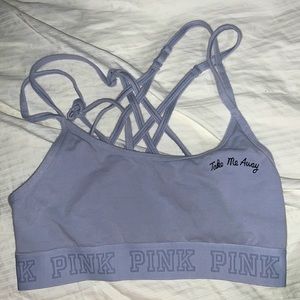 Pink Cross Back Sports Bra